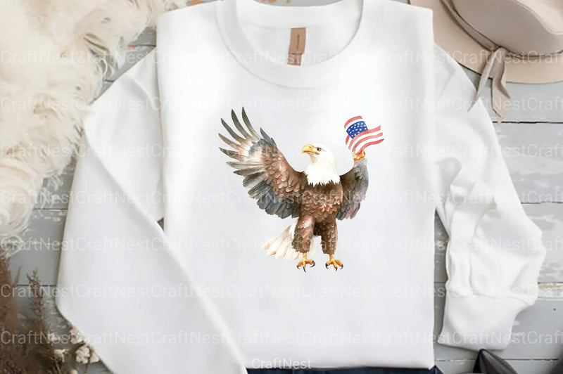 Cute Baby Bald Eagle 4th of July Clipart Bundle 1 - CraftNest - Digital Crafting and Art