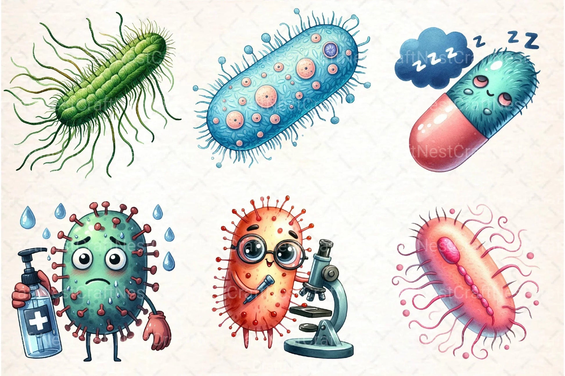 Bacteria Clipart Bundle - CraftNest - Digital Crafting and Art