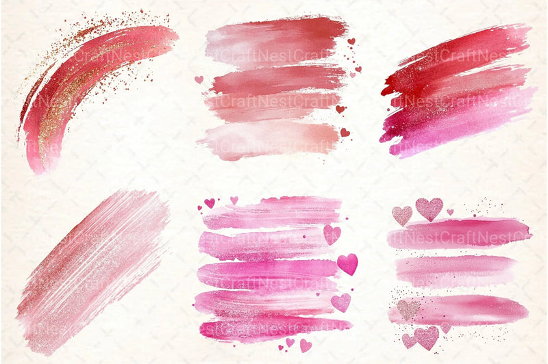 Pink Brush Strokes Clipart Bundle - CraftNest - Digital Crafting and Art
