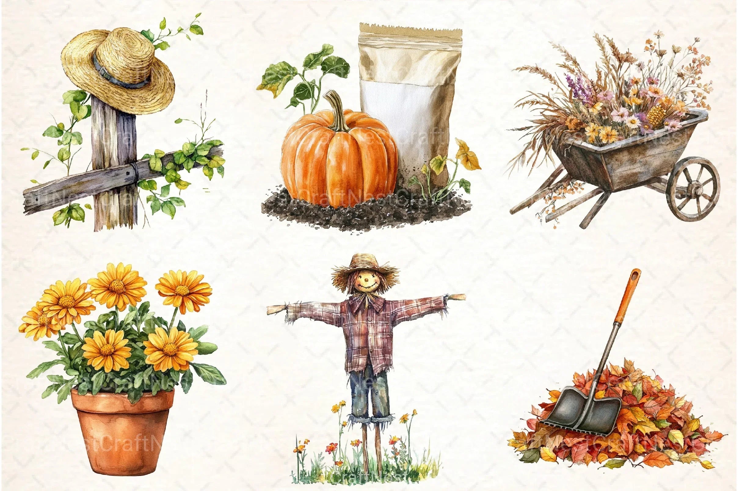 Autumn Garden Clipart Bundle - CraftNest - Digital Crafting and Art
