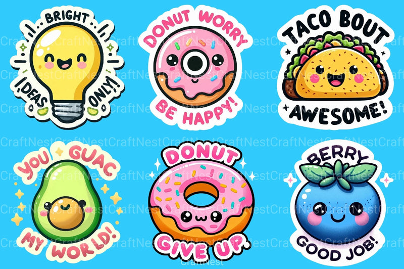 Funny Motivational Pun Sticker Clipart Bundle - CraftNest - Digital Crafting and Art