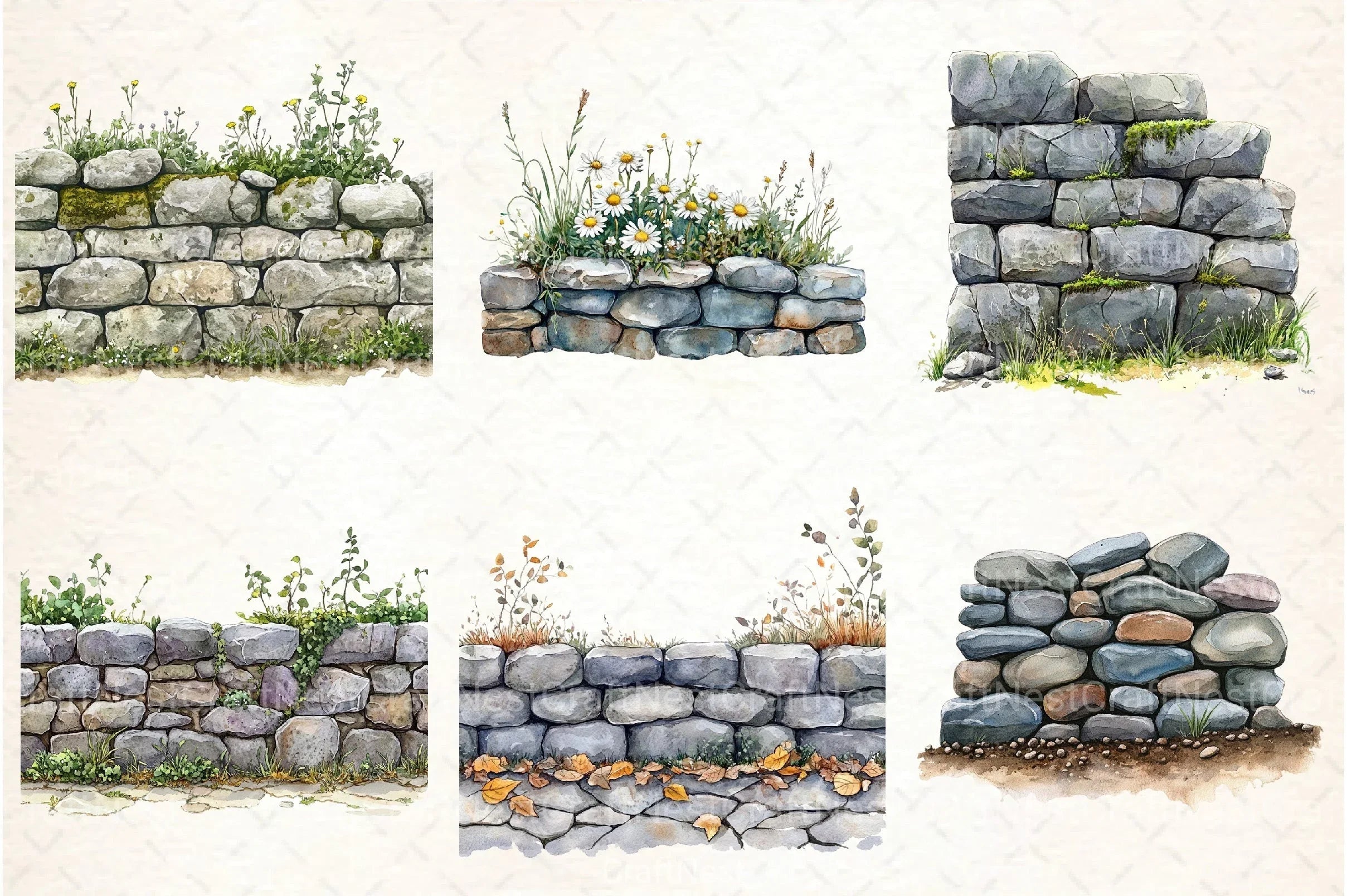 Stone Wall Clipart Bundles - CraftNest - Digital Crafting and Art