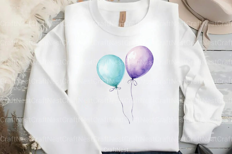 Aqua and Purple Balloons Clipart Bundle - CraftNest - Digital Crafting and Art
