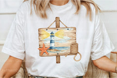 Lighthouse & Starfish Clipart Bundle - Wooden Sign Design - CraftNest - Digital Crafting and Art