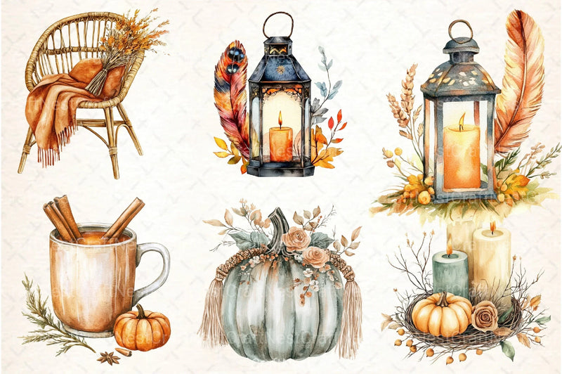 Boho Autumn Clipart Bundle 19 - CraftNest - Digital Crafting and Art