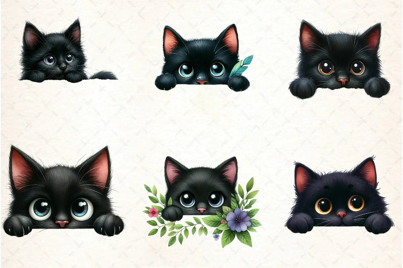 Peeking Black Cat Clipart Bundle - CraftNest - Digital Crafting and Art