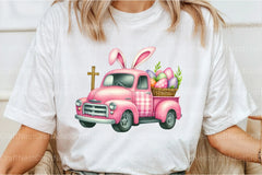 Pink Checkered Truck with Bunny Ears Clipart Bundle 4 - CraftNest - Digital Crafting and Art