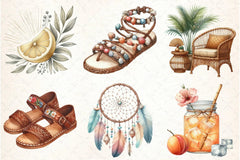 Boho Summer Clipart Bundle - CraftNest - Digital Crafting and Art