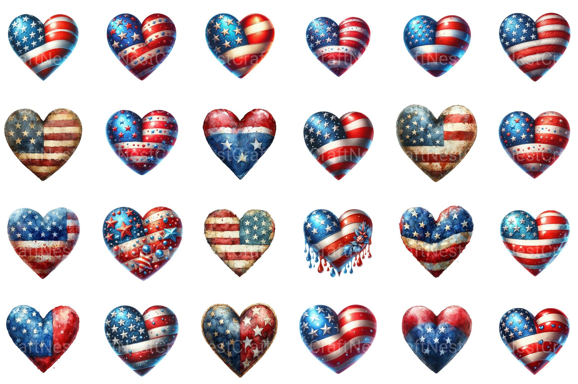 4th of July Heart Sublimation Clipart - CraftNest - Digital Crafting and Art