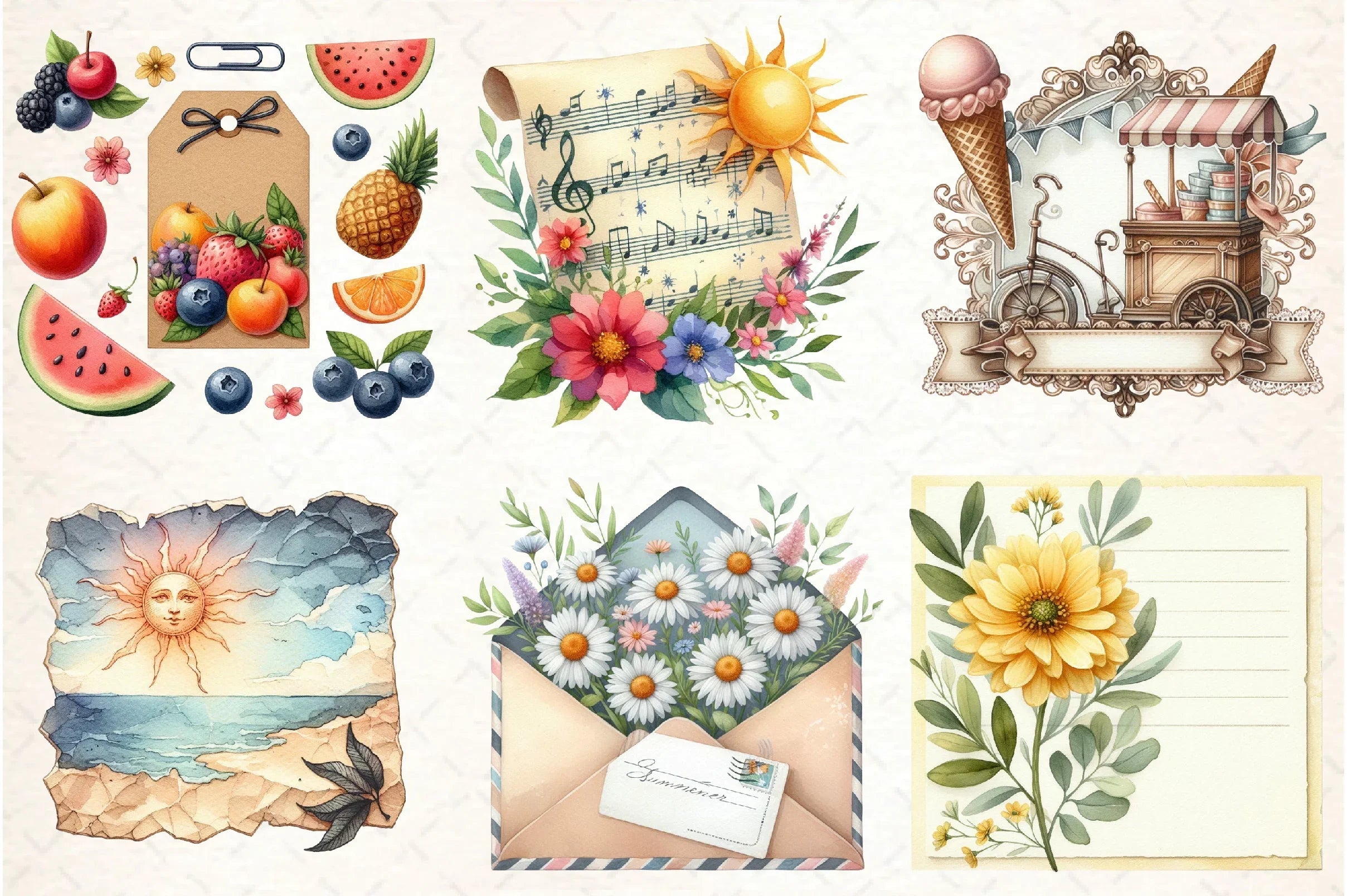 Ephemera Summer Clipart Bundle - CraftNest - Digital Crafting and Art