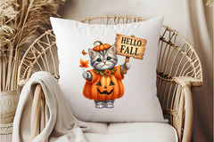 Hello Fall Cat Clipart Bundle - CraftNest - Digital Crafting and Art