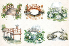 Serene Japanese Moon Bridge Clipart Bundle - CraftNest - Digital Crafting and Art