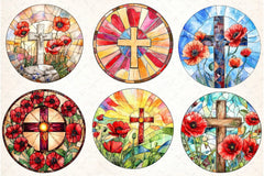 Poppy & Cross Faux Stained Glass Clipart Bundle 13 - CraftNest - Digital Crafting and Art