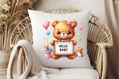 Kawaii Neutral Teddy Bear Hallo Baby Clipart Bundle - CraftNest - Digital Crafting and Art