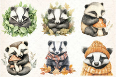 Cute Autumn Badger Clipart Bundle 99 - CraftNest - Digital Crafting and Art