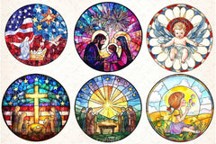 Round Stained Glass 4th of July Nativity Clipart Bundle 88 - CraftNest - Digital Crafting and Art