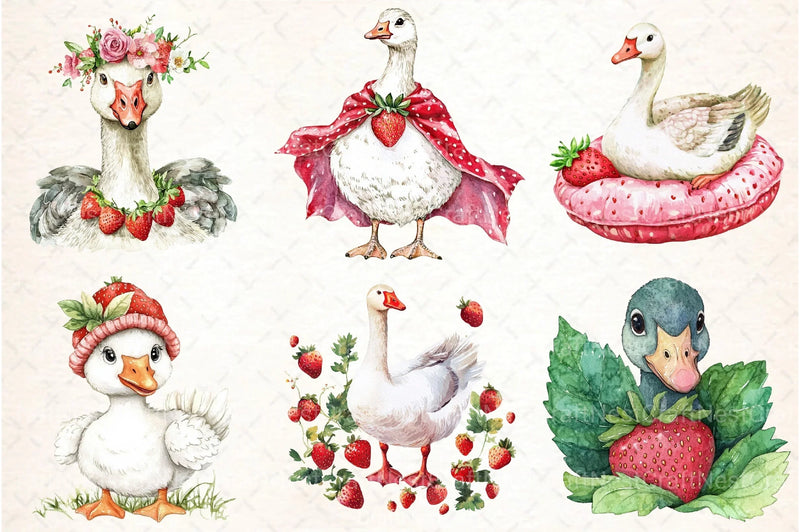 Strawberry Goose Clipart Bundle 99 - CraftNest - Digital Crafting and Art