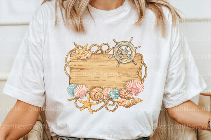 Wooden Board Seashells Clipart Bundle 2 - CraftNest - Digital Crafting and Art