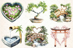 Japanese Garden Hearts Clipart Bundle - CraftNest - Digital Crafting and Art