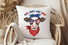 Patriotic 4th of July Cow Clipart Bundle - CraftNest - Digital Crafting and Art