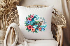 Summer Sea Turtle Waves & Flowers Clipart Bundle - CraftNest - Digital Crafting and Art