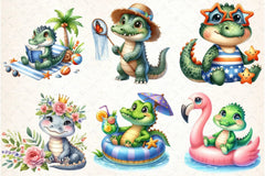 Summer Crocodile Clipart Bundle - CraftNest - Digital Crafting and Art