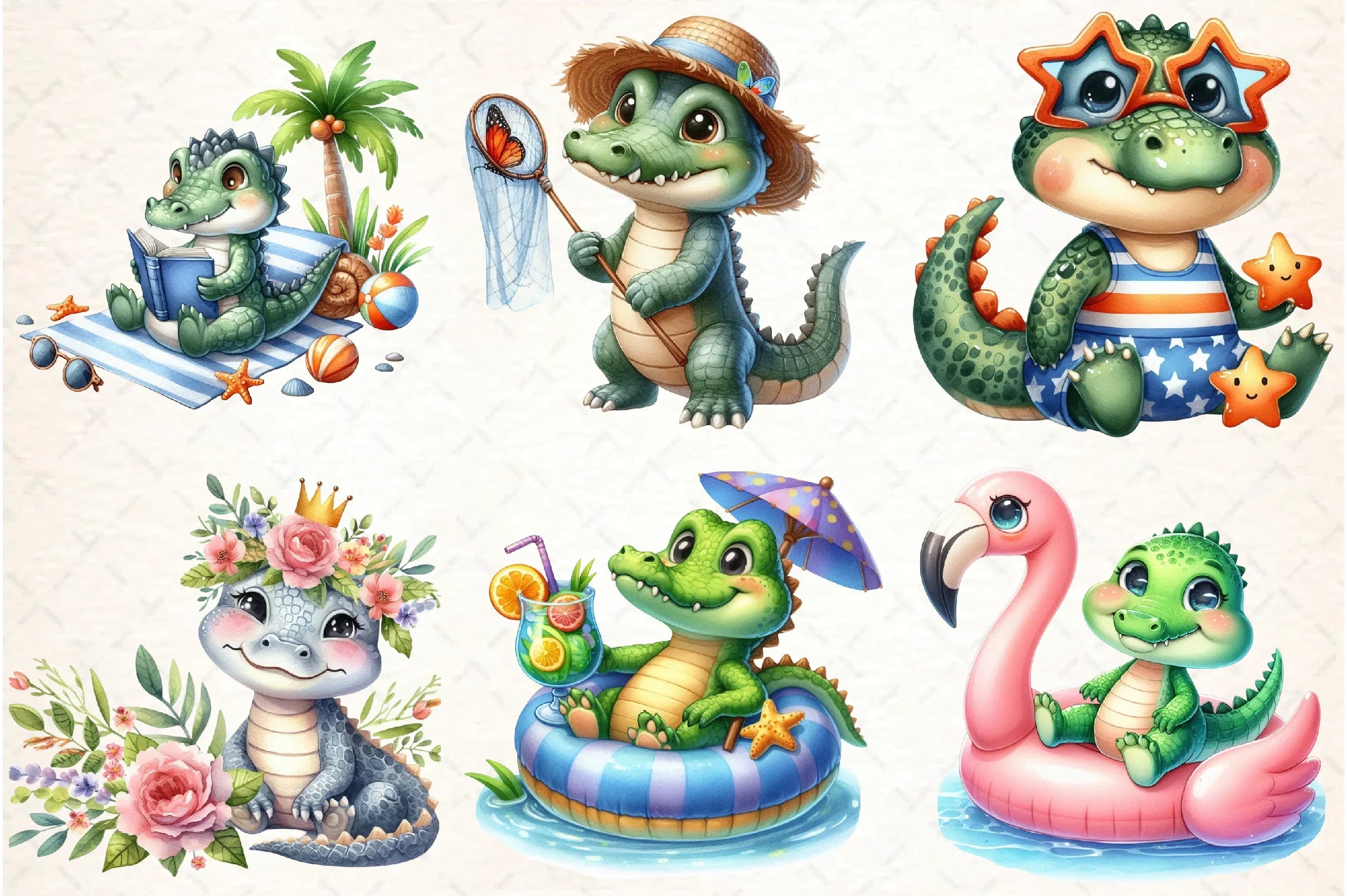 Summer Crocodile Clipart Bundle - CraftNest - Digital Crafting and Art