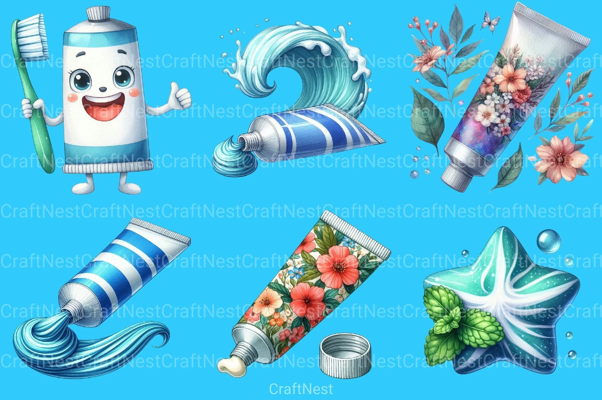 Toothpaste Clipart Bundle - CraftNest - Digital Crafting and Art