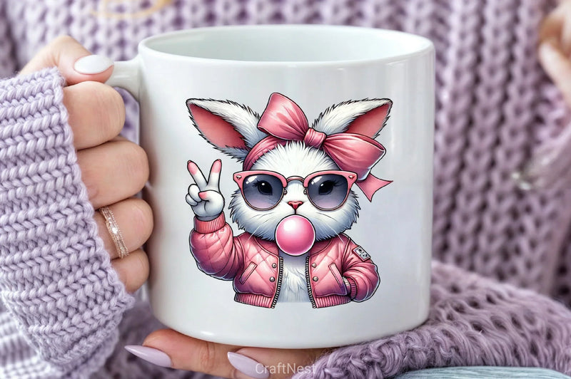 Retro Easter Bunny Bubble Clipart Bundle 1 - CraftNest - Digital Crafting and Art