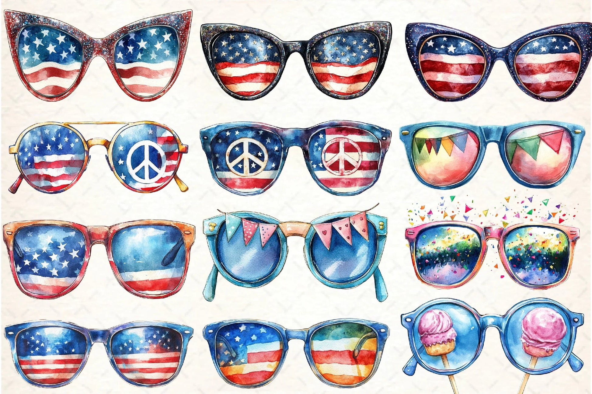 Patriotic 4th of July Sunglasses Clipart Bundle - CraftNest - Digital Crafting and Art