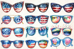 Patriotic 4th of July Sunglasses Clipart Bundle - CraftNest - Digital Crafting and Art