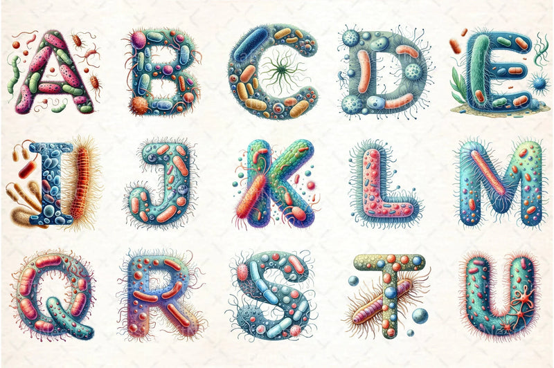 Bacteria Alphabet Clipart Bundle - CraftNest - Digital Crafting and Art