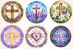 Lavender Blessing & Cross Stained Glass Clipart Bundle - CraftNest - Digital Crafting and Art