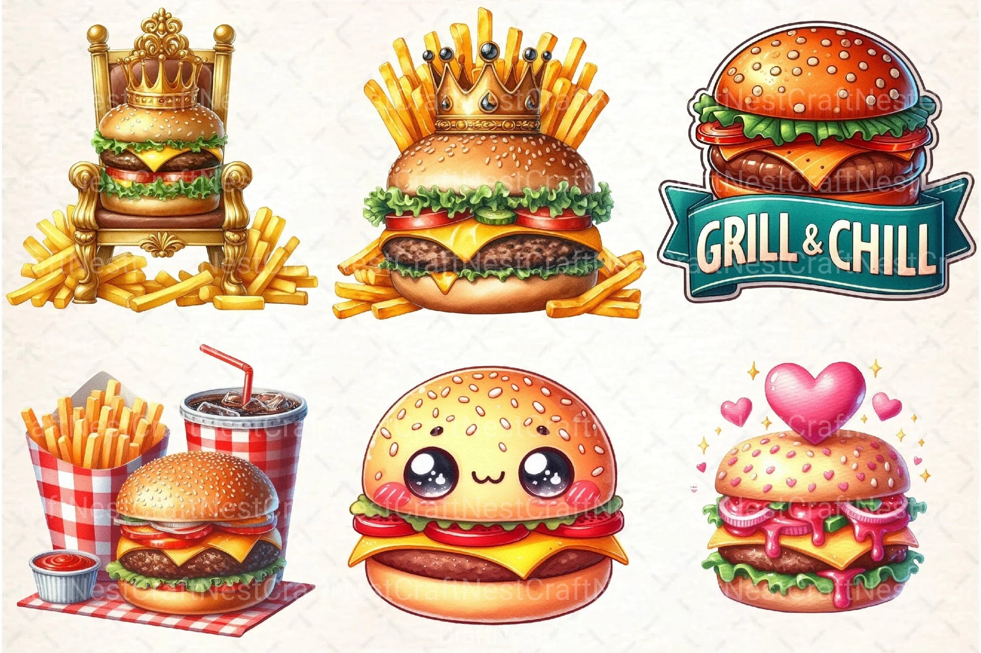 Cheeseburger Clipart Bundle 99 - CraftNest - Digital Crafting and Art