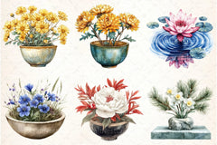 Asian Culture Japanese Ikebana Clipart Bundle - CraftNest - Digital Crafting and Art