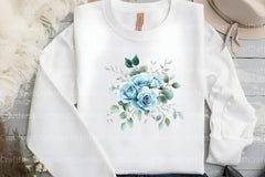 Baby Blue & Silver Glam Roses Clipart Bundle - CraftNest - Digital Crafting and Art