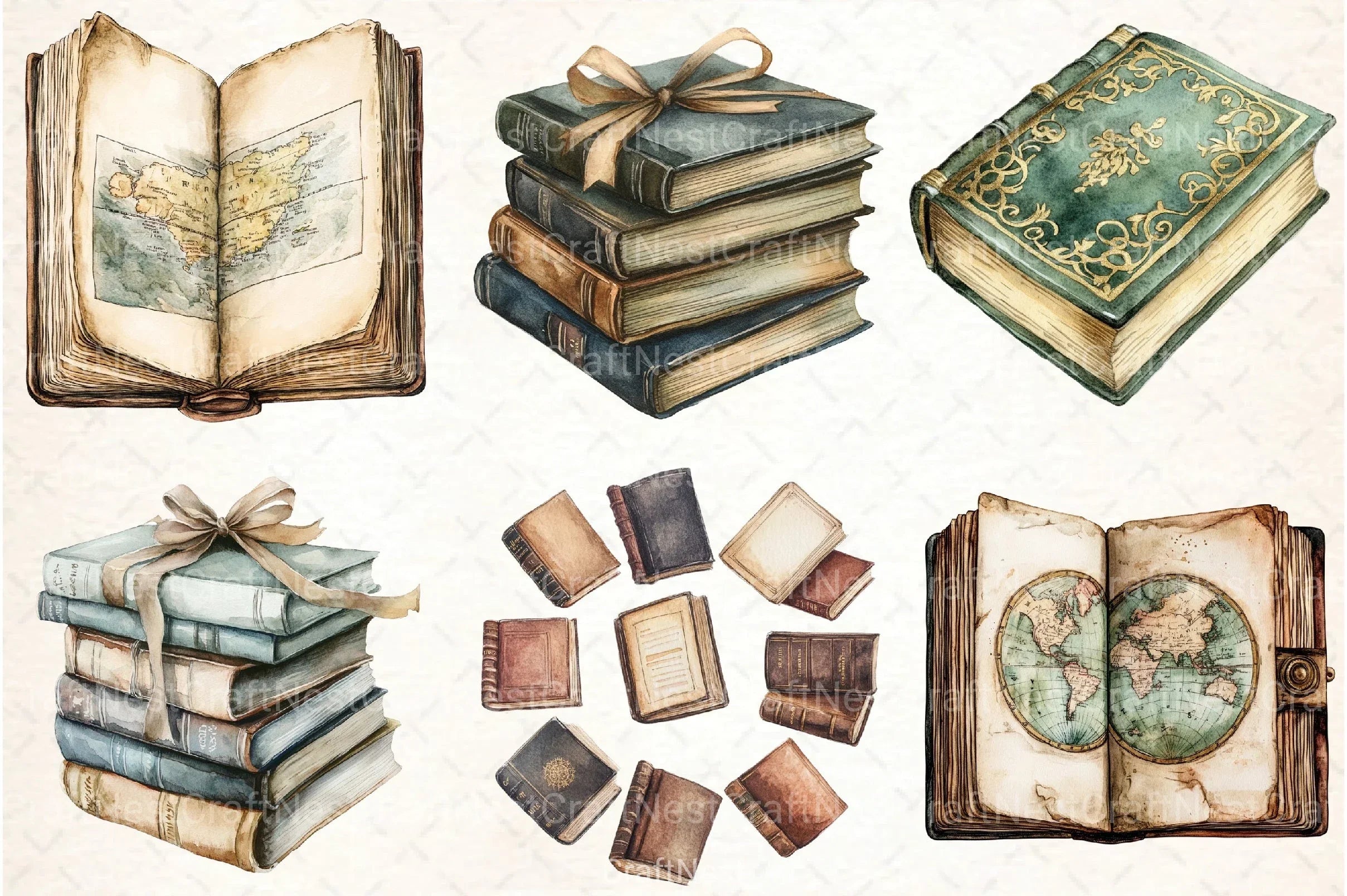 Vintage Books Clipart Bundle 2 - CraftNest - Digital Crafting and Art