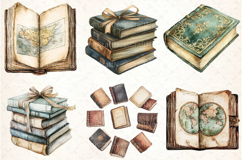 Vintage Books Clipart Bundle 2 - CraftNest - Digital Crafting and Art