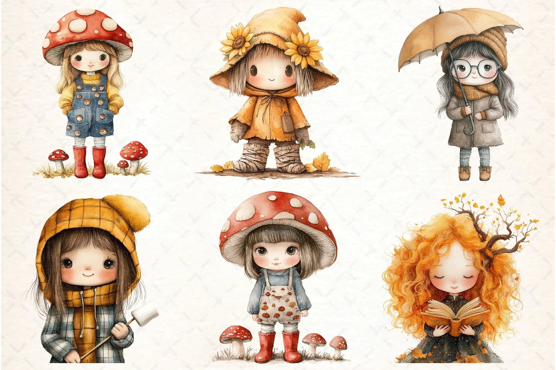 Bewitching Autumn Doll Clipart Bundle - CraftNest - Digital Crafting and Art