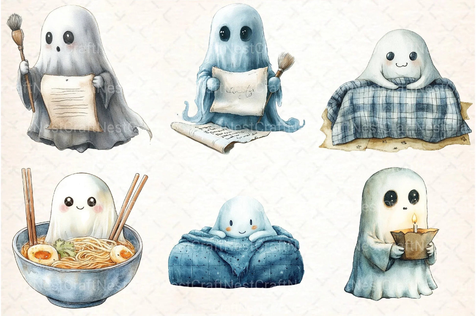 Cute Japanese Ghost Clipart Bundle - CraftNest - Digital Crafting and Art