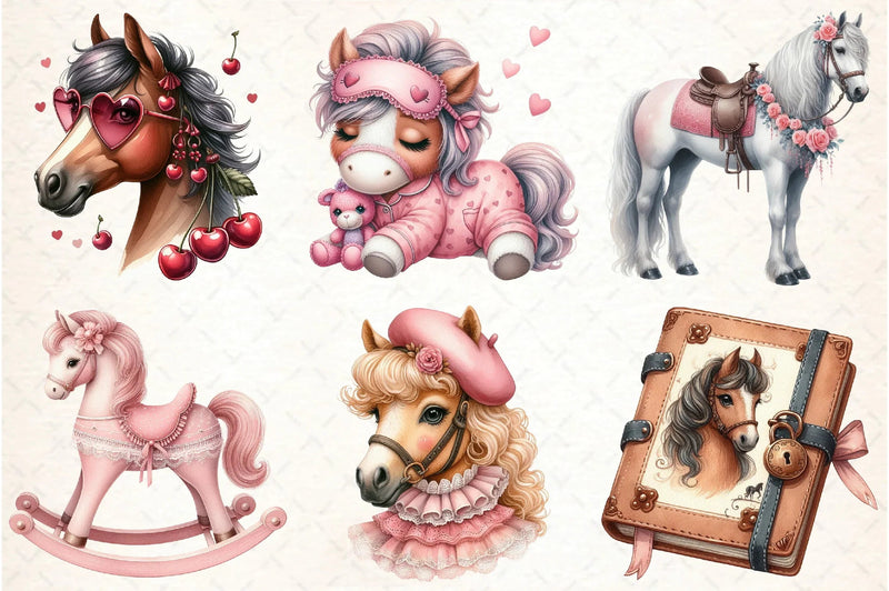 Coquette Horse Clipart Bundle - CraftNest - Digital Crafting and Art