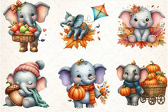 Cute Autumn Elephant Clipart Bundle - CraftNest - Digital Crafting and Art