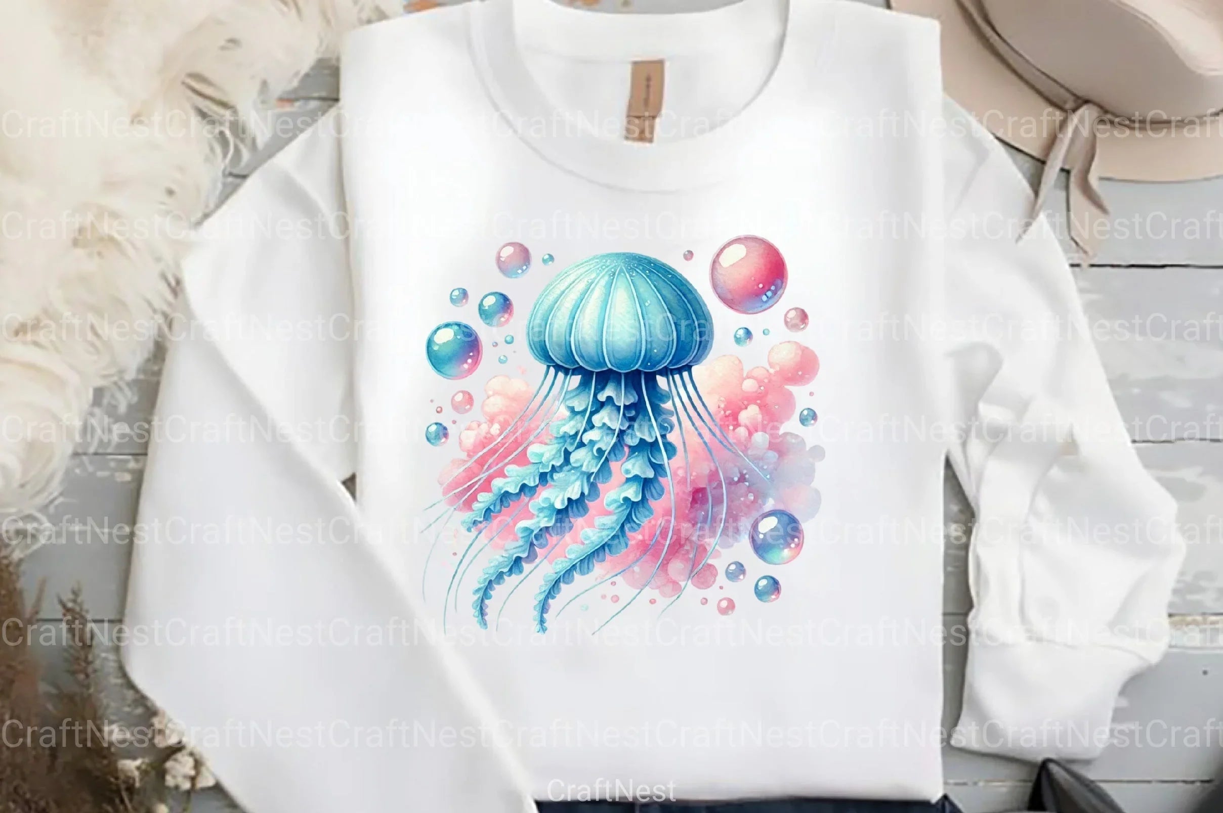 Blue & Pink Sea Life Clipart Bundle - CraftNest - Digital Crafting and Art