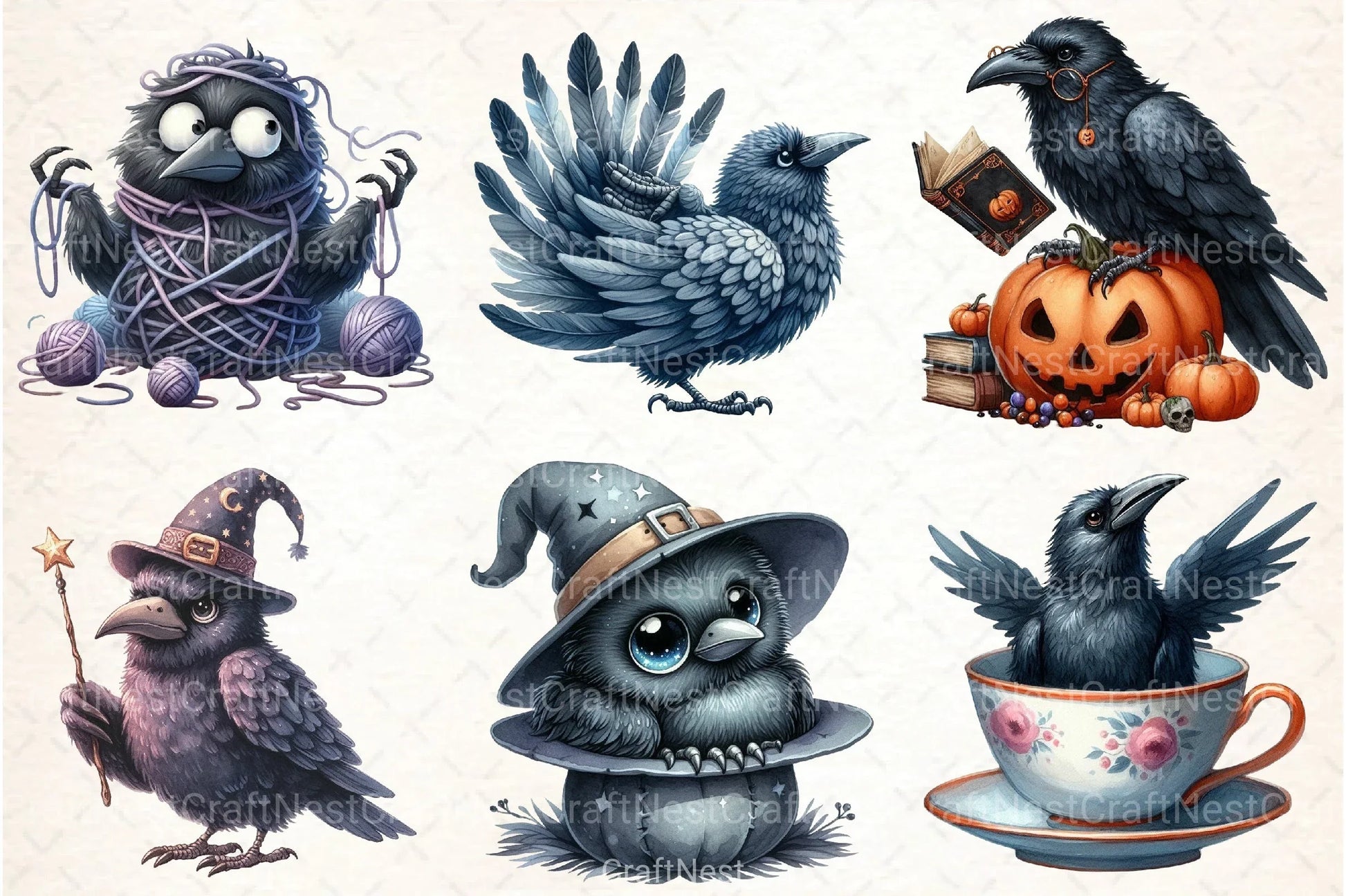 Funny Raven Clipart Bundle - CraftNest - Digital Crafting and Art