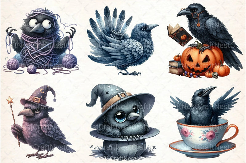 Funny Raven Clipart Bundle - CraftNest - Digital Crafting and Art