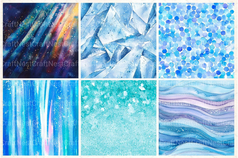 Blue Holographic Glitter Digital Paper - CraftNest - Digital Crafting and Art