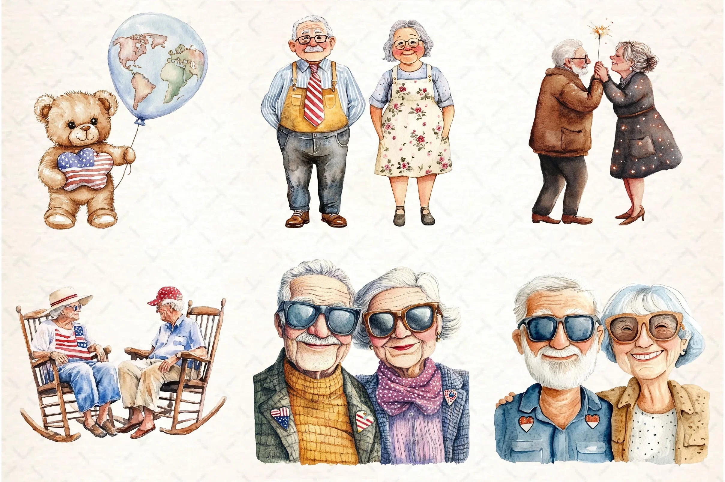 Old Couple 4th of July Clipart Bundle - CraftNest - Digital Crafting and Art