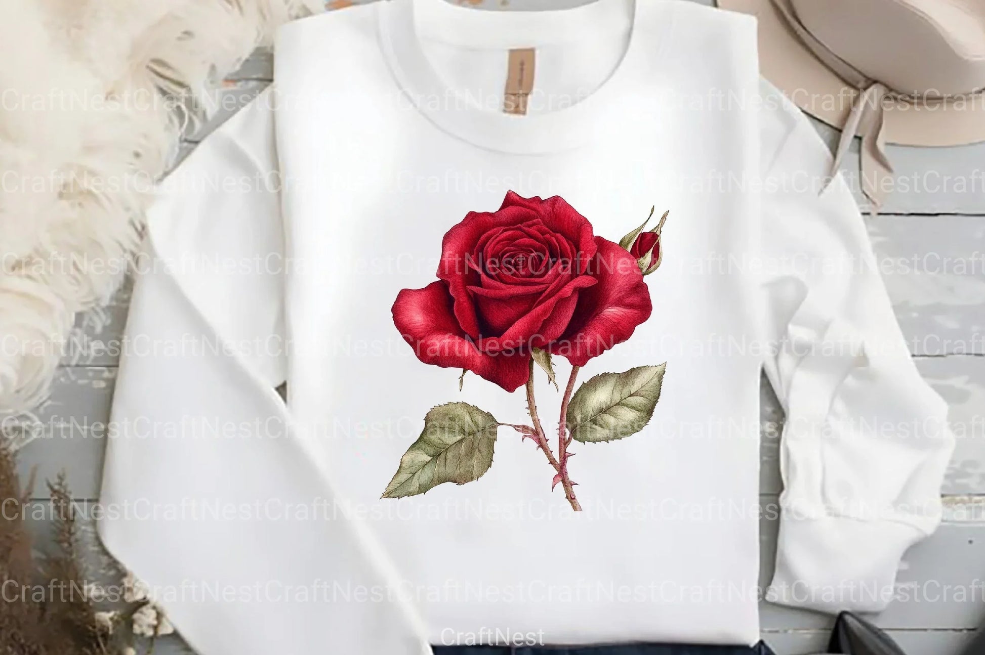 Red Lithograph Roses Clipart Bundle - CraftNest - Digital Crafting and Art