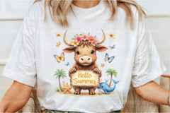 Summer Highland Cow Clipart Bundle 13 - CraftNest - Digital Crafting and Art