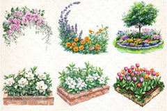 Garden Flower Bed Clipart Bundle - CraftNest - Digital Crafting and Art
